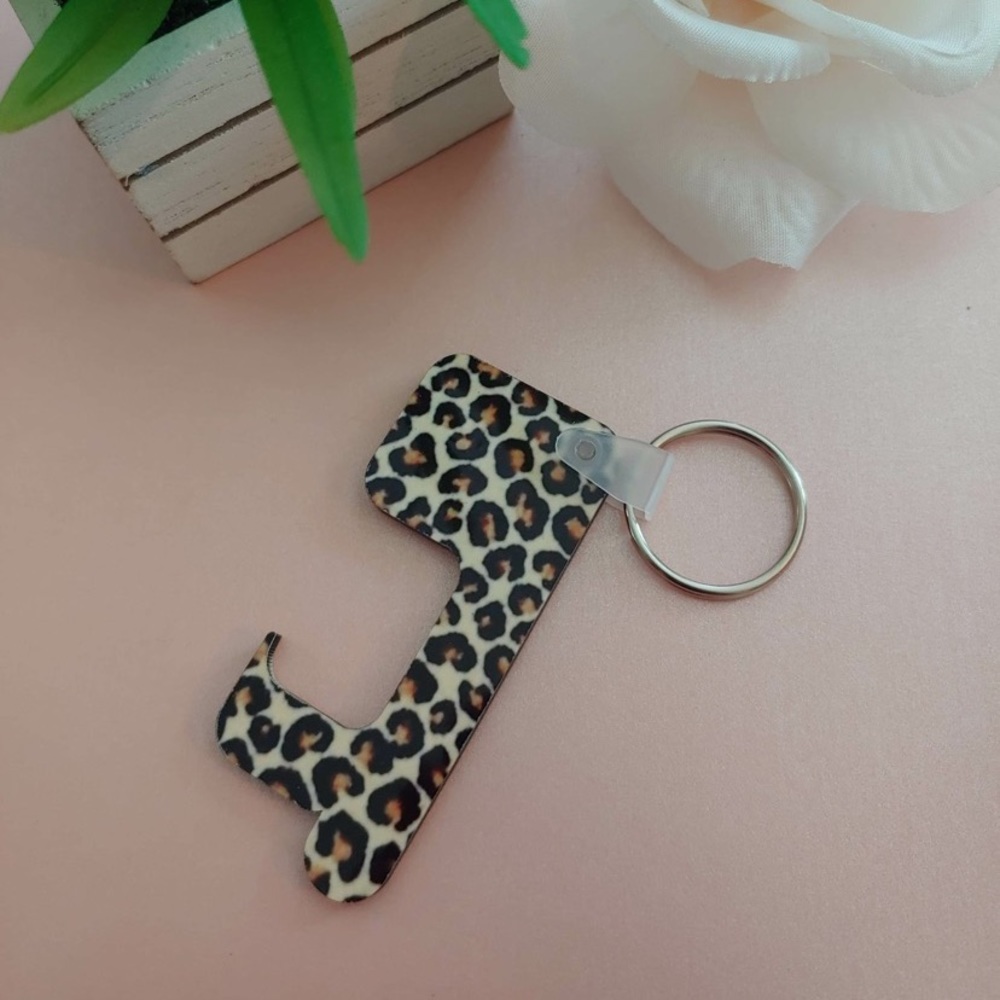 Cheetah Print Hands-Free Door Opener Keychain